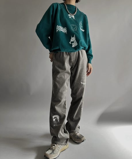 【Mashup Products】 Silk Screen Hanes L/S Sweat top /  240217-020