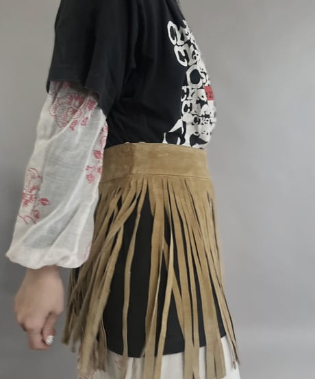 【USED】 Suede Leather Skirt Beige / 230304-002