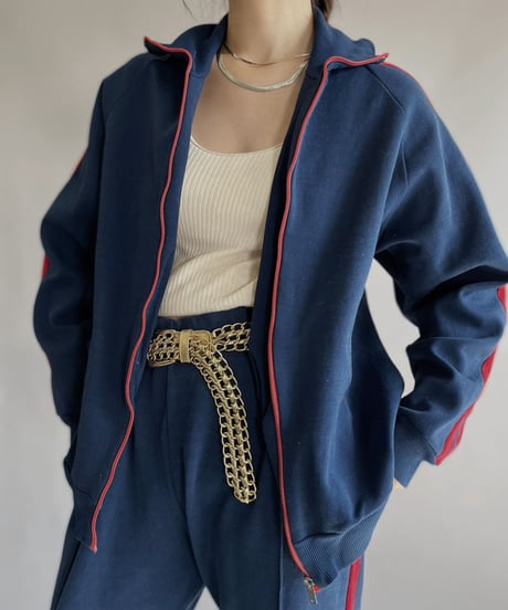 【USED】  Jersey Zip-up Top Navy / 230225-013
