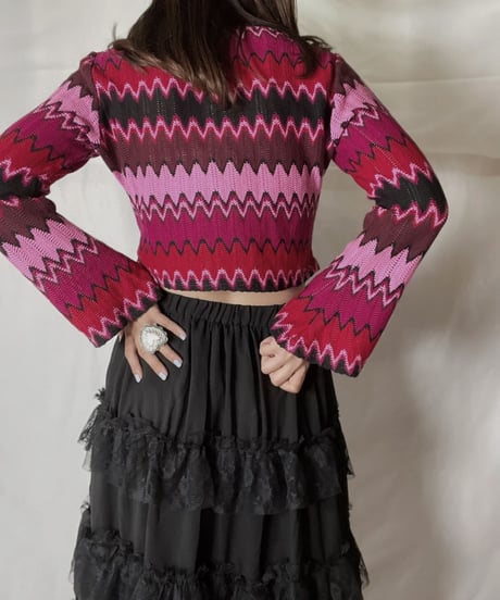 【USED】  Crochet Knit L/S Top⑥/211014-045