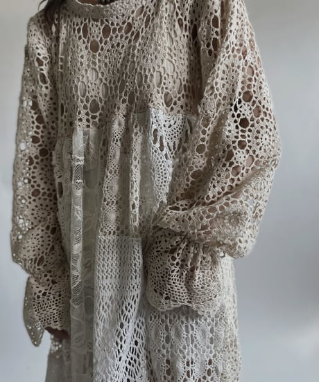 【RE;CIRCLE】 RE Crochet Lace Patchwork One-piece / 220427-040