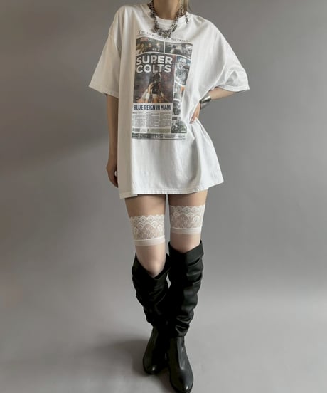 【USED】 07's Hanes American Football Newspaper T-Shirt / 260607-026