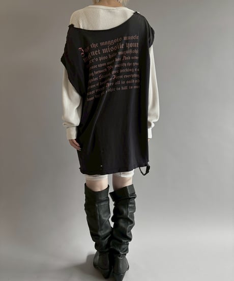 【USED】 Damage Cut-off T-shirt&Thermal Top /260607-029