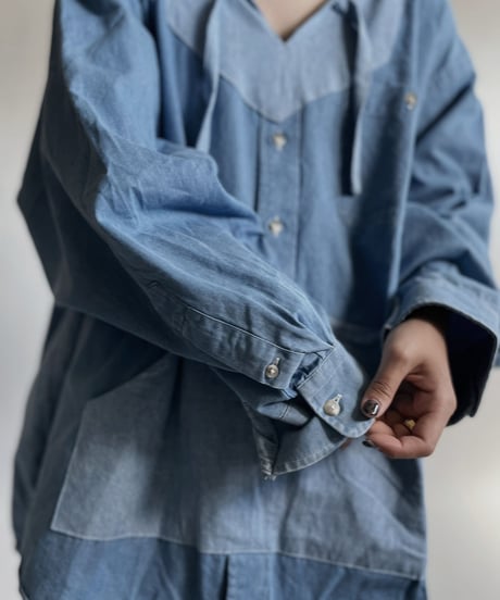 【RE;CIRCLE】 RE Denim Shirt Mexican Hoodie / 220423-024