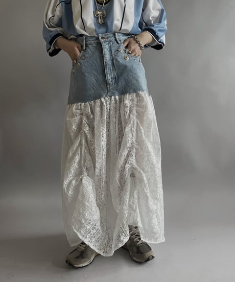 【RE;CIRCLE】 RE Denim Lace Switching Skirt / 240509-014