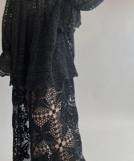 【RE;CIRCLE】 RE Crochet Lace One-piece Black / 230330-009