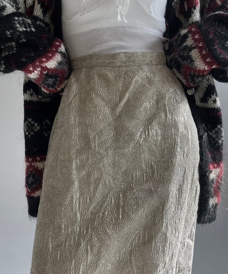 【USED】 Patterned Lame Long Skirt /241228-007