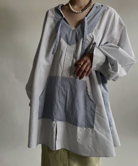 【RE;CIRCLE】 RE Stripe Shirt Mexican Hoodie / 220423-035
