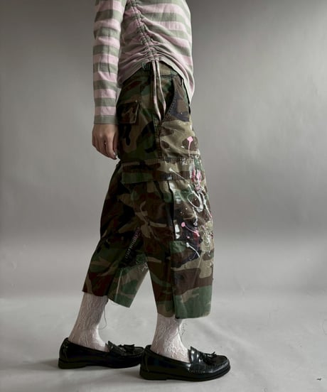 【USED】 Military Camouflage Cut Off Paint Pants /260226-007