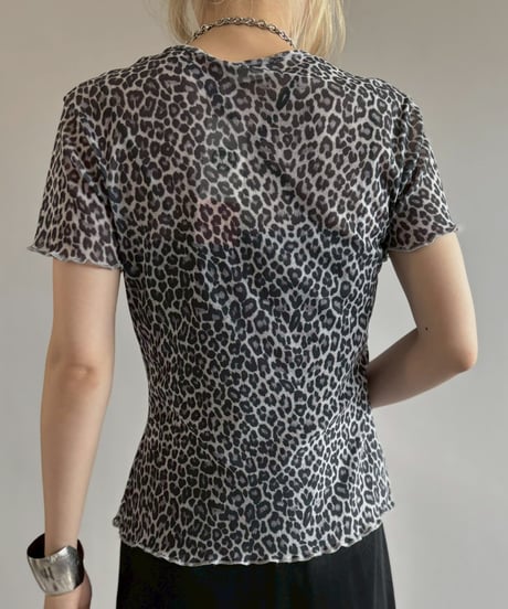 【USED】 Zebra Pattern Sheer S/S Top / 260622-023