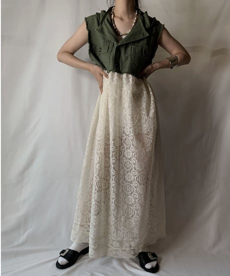 【RE;CIRCLE】 RE Lace × Fatique Shirt One-peice①/210801-068