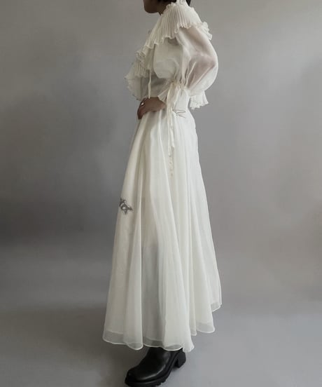 【Mashup Products】 Silk Screen Sheer Long  One-Piece /  240217-003