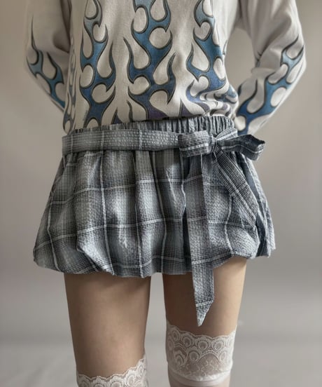 【USED】 Check Pattern Balloon Hem Skirt /260418-022