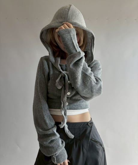 【RE;CIRCLE】 RE Hooded Acrylic Short Cardigan / 251016-009