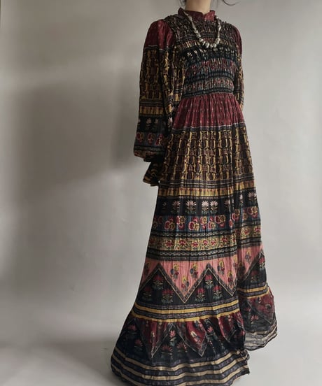 【RE;CIRCLE】 RE Indian Cotton Balloon Sleeved One-piece / 220901-003