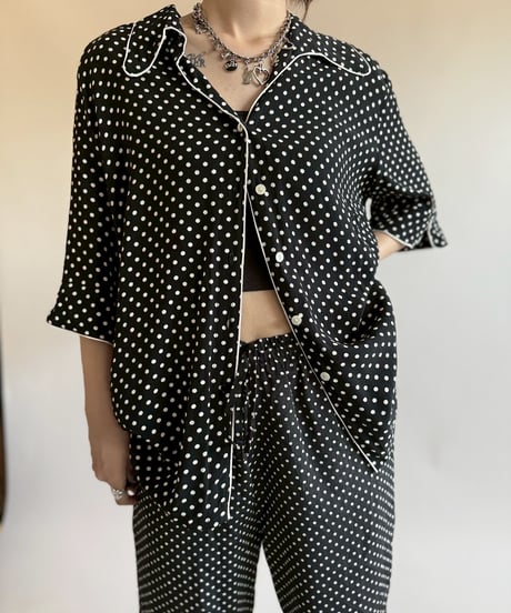 【USED】  Dot Pattern 100% VISCOUSE Pajama Shirt/250510-043