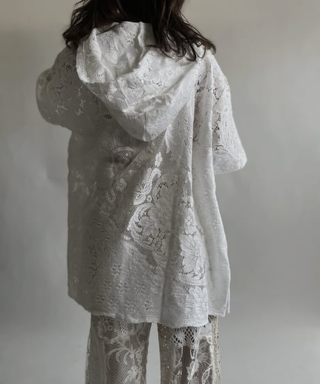 【RE;CIRCLE】 RE Crochet Lace S/S Hoodie / 220427-026