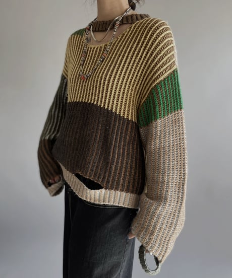 【USED】 ECKHAUS LATTA Patterned Knit Top /240127-030
