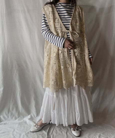 【RE;CIRCLE】  RE Crochet Long Vest /210512-004