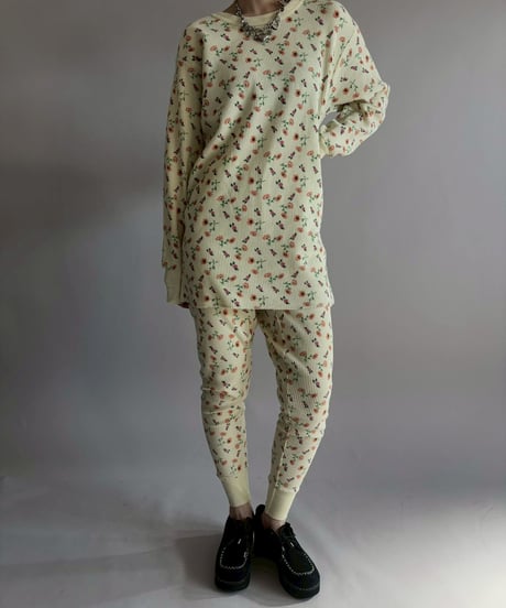 【USED】 Flower Pattern Waffle Top / 260214-012