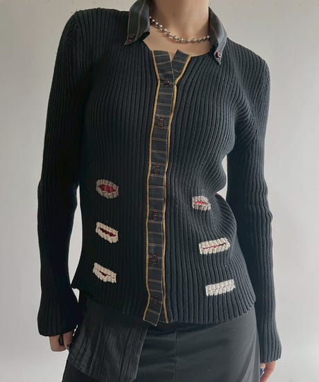 【USED】 Cop.Copine Rib Knit Shirt Cardigan /251014-016