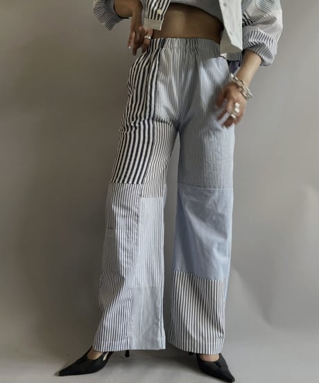 【RE;CIRCLE】 RE Patchwork Strip Pants / 240718-008