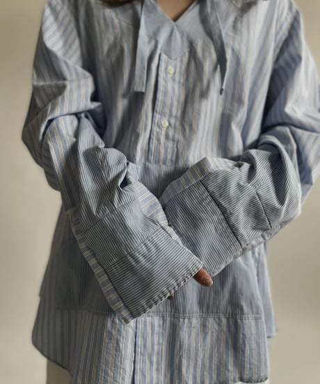 【RE;CIRCLE】 RE Stripe Shirt Mexican Hoodie / 220423-037
