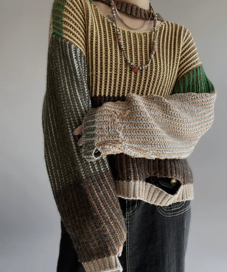【USED】 ECKHAUS LATTA Patterned Knit Top /240127-030