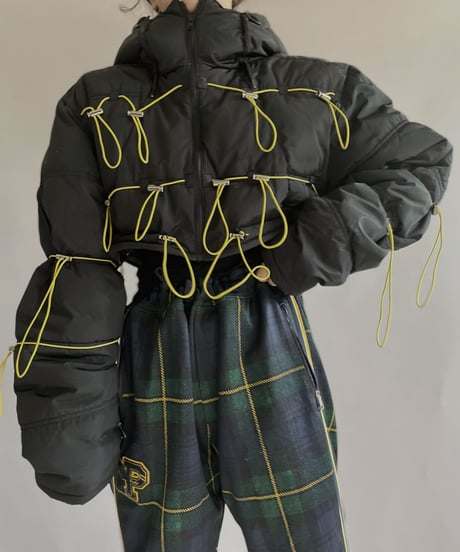 【RE;CIRCLE】 RE Draw Code Down Vest Black×Yellow / 221215-005