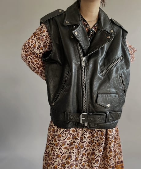 【USED】 Made in USA PARK Leather Rider's Vest /240127-022