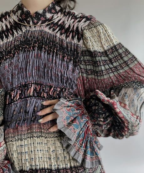 【RE;CIRCLE】 RE Indian Cotton Balloon Sleeved One-piece / 220901-001