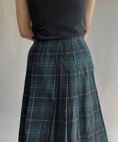 【USED】 Check Patterned Wool Pleats Skirt / 241019-031