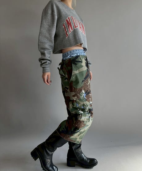 【USED】 Military Camouflage Painted Cut off Shorts / 251108-016