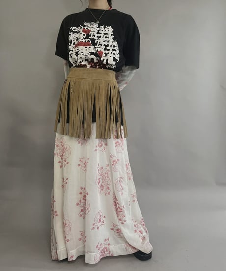 【USED】 Suede Leather Skirt Beige / 230304-002