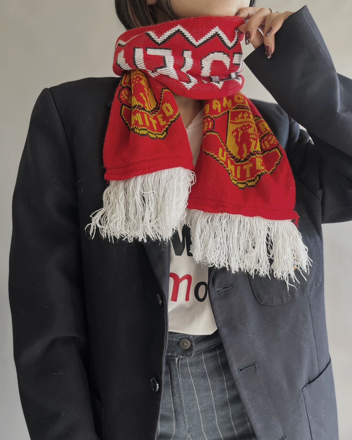 美品 Man Utd ニットマフラー 英国製 公認商品 USED】 Knit Soccer Muffler MANCHESTER UNITED/ 2
