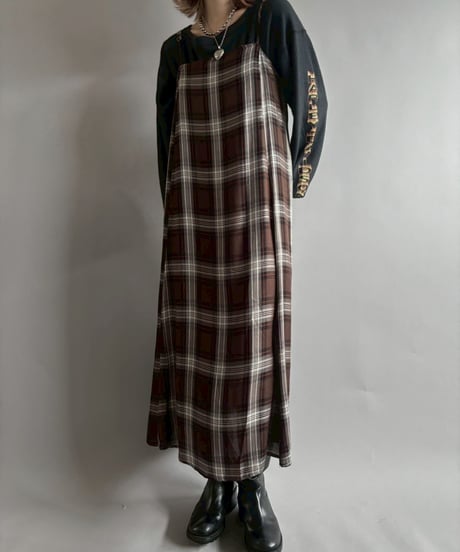 【USED】 Checked Camisole Long One-Piece  /251004-010