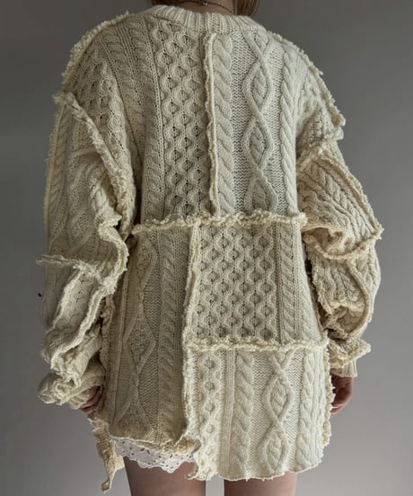 【RE;CIRCLE】 RE Aran Knit Patchwork Pullover Top / 251218-008