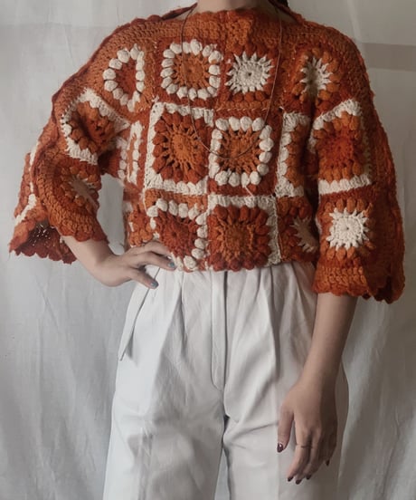 【RE;CIRCLE】 Short Sleeve Granny Knit Top③ /210404-003