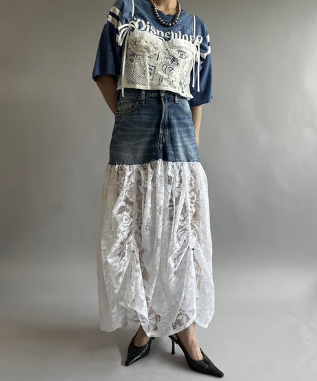 【RE;CIRCLE】 RE Denim Lace Switching Skirt / 240801-008