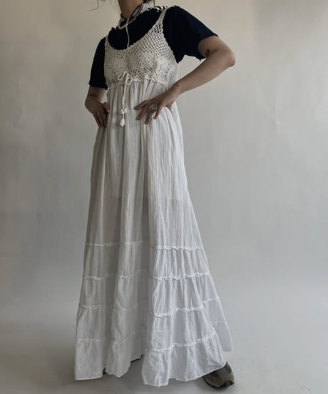 【USED】 White Cotton Camisole One-piece / 220604-004