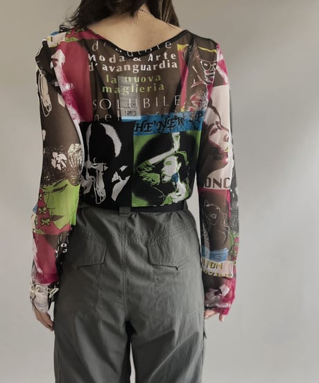【USED】 Patterned L/S Mesh Top / 230708-024