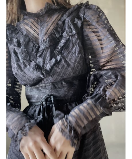 【USED】  See-through Lace L/S One-piece/220220-001
