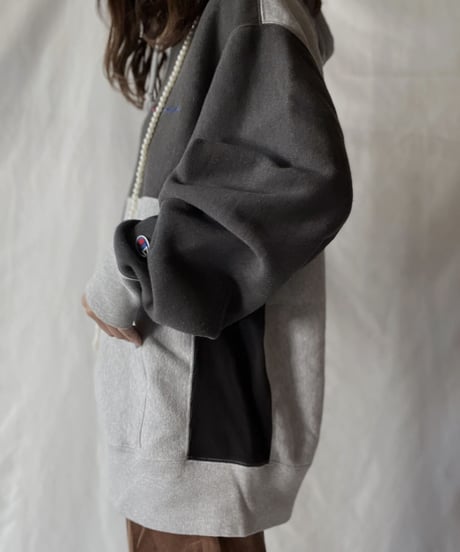 【USED】   Champion Reverse Weave Patch Work Hoodie/211007-031
