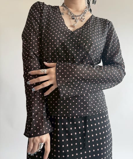 【USED】 Dot Pattern Sheer Top  /250412-006