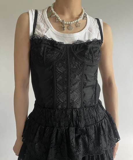 【USED】  Lace Pattern Corset Top /250213-008