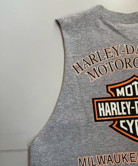 【USED】   Made in USA HARLEY- DAVIDSON Cut off Tank Top /250510-006