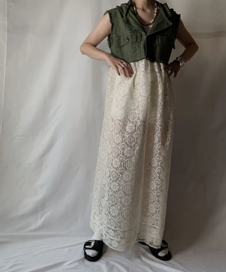 【RE;CIRCLE】 RE Lace × Fatique Shirt One-peice①/210801-068