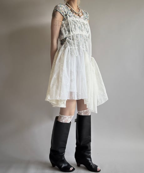 【RE;CIRCLE】RE Crochet Lace Patch work Camisole One-Piece Middle/250731-009
