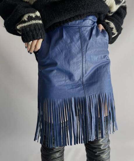 【USED】  Real Leather Fringe Skirt / 231112-011