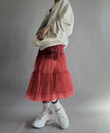 【USED】 Lace Patterned Sheer Skirt / 241019-013